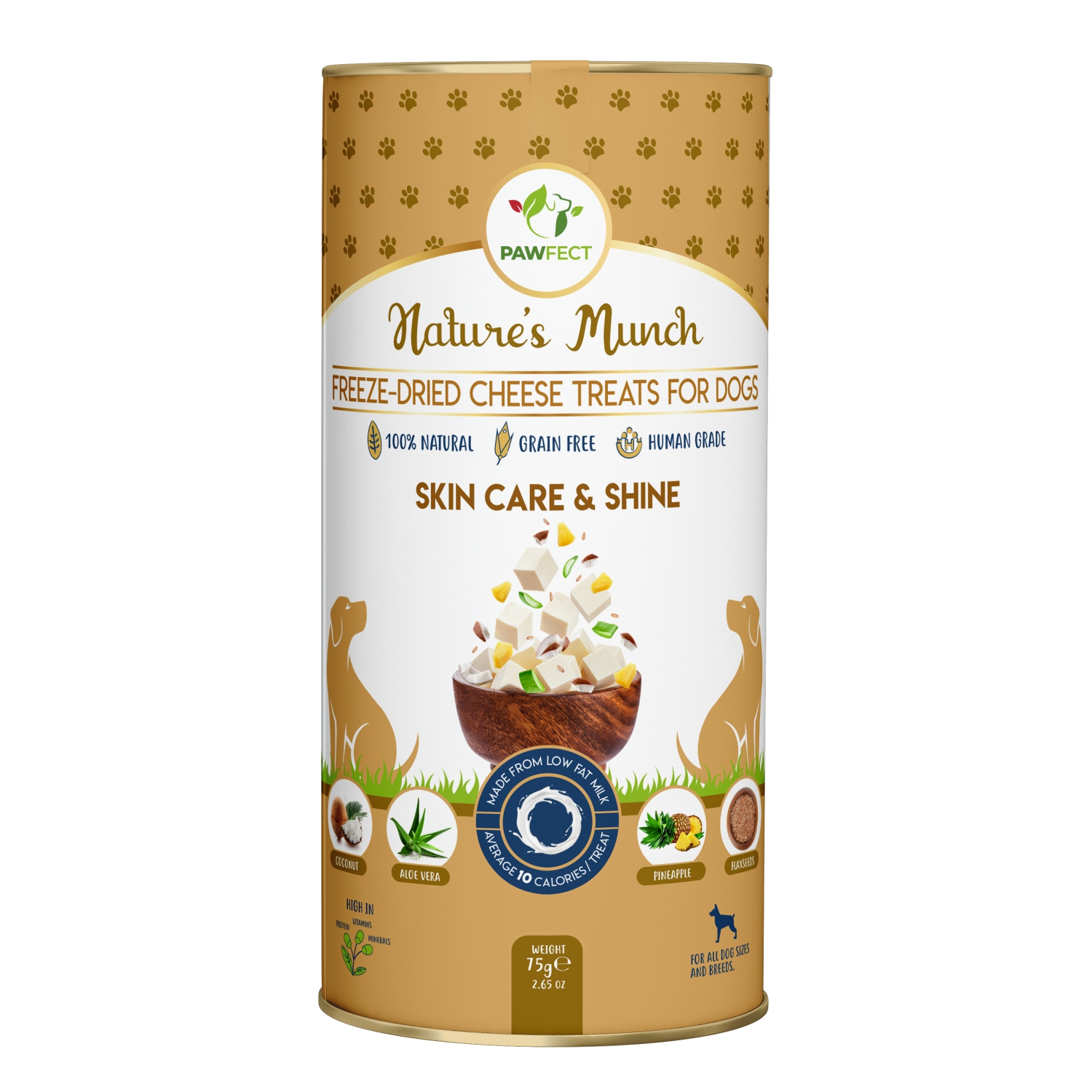 Functionele Freeze Dried hondensnack Huid en Vacht 75 gr. productfoto